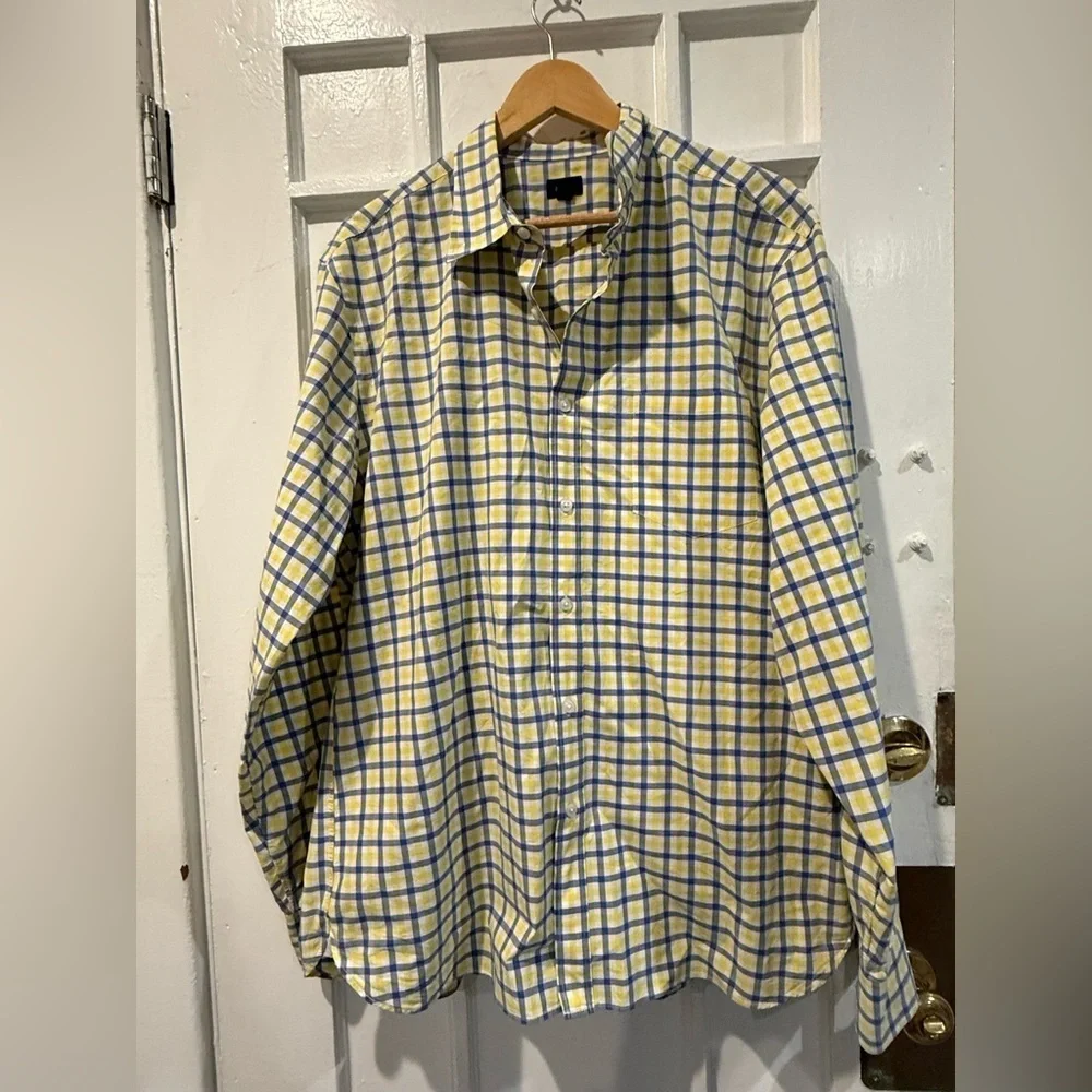 J. Crew Yellow and Blue Checkered Shirt